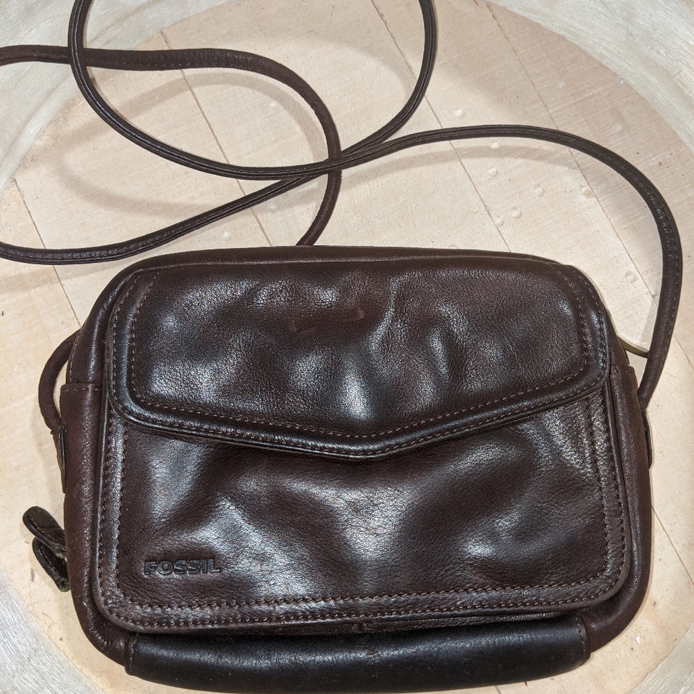 Leather fossil side bag